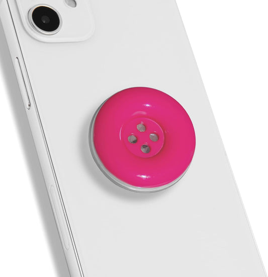 Solid Color Button Phone Grip – Minimalist Design, Durable and Lightweight, Grip and Stand for Smartphones (Hot Pink, Adhesive Type)