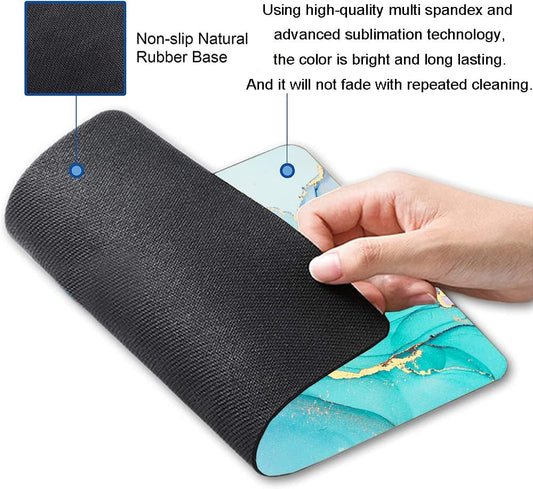 Mouse Pad, Cyan Blue Marble Mouse Pad, Washable Square Cloth Mousepad for Office Laptop, Non-Slip Rubber Base for Wireless Mouse for Computer Desk