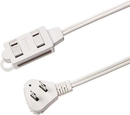 Amazon Basics Extension Cord with Multiple Outlets, 3 ft 2-Prong Indoor Power Strip, Flat Plug, 13 Amps, 1625 Watts, 125 VAC, White, 2-Pack