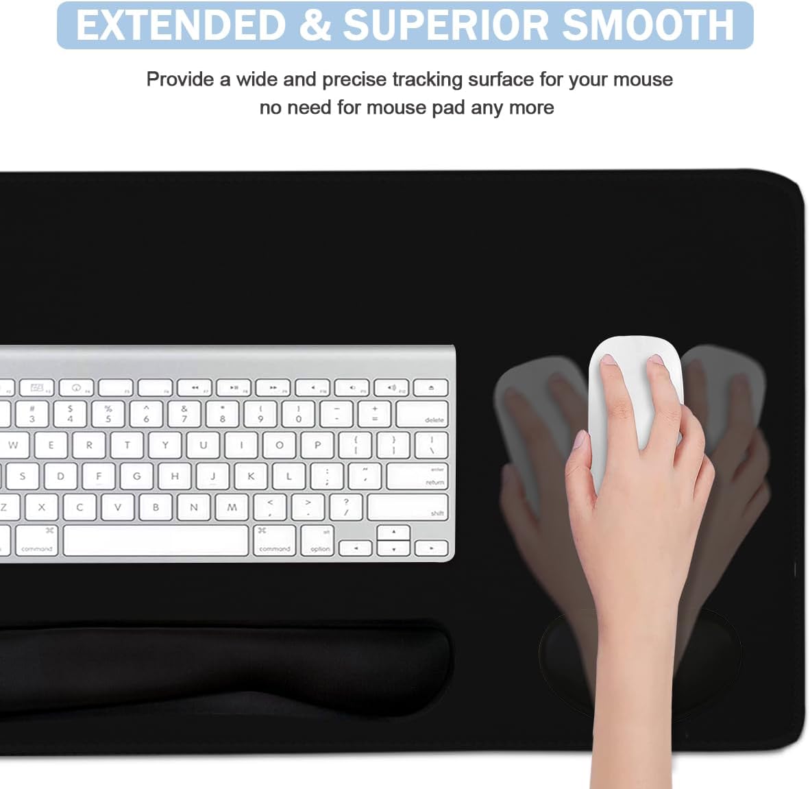 Large Mouse Pad and Keyboard Wrist Rest, Desk Pad for Keyboard and Mouse, 4-in-1 Large Gaming Mouse Pad with Wrist Support, Desk Mat for Home Office Study Game-Black