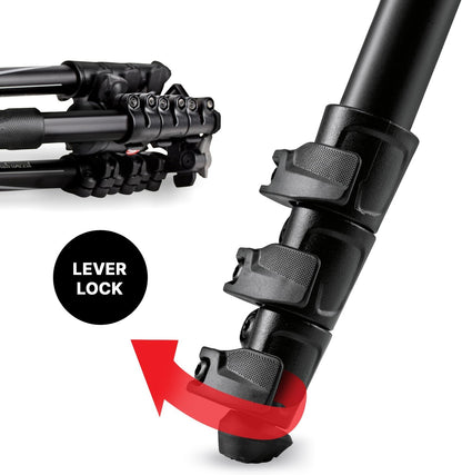 Manfrotto Befree Advanced Camera Tripod with Lever Closure, Portable and Compact Travel Tripod Kit with Ball Head, Aluminum Tripod for DSLR Reflex and Mirrorless Cameras, Camera Accessories