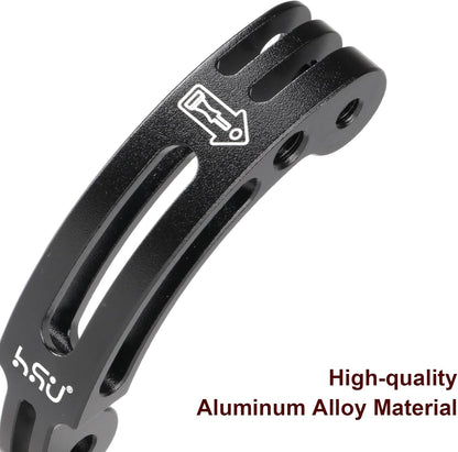 HSU Aluminum Alloy Curved Extension Arm (3”) Metal Pole Mount Helmet Stick Extension Arm Mount for Hero 13/12/11/10/9/8/7/6 Black, DJI Osmo Action 4/3 and More Action Cameras (Black)