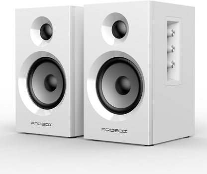 BT16 Active Bookshelf Speakers 3.5" Woofer with 1" Tweeter, 60W RMS-Bluetooth 5.3, Built-in 24bit DAC Dynamic 3D 2.0 Surround Sound, Computer Gaming PC Speakers - White