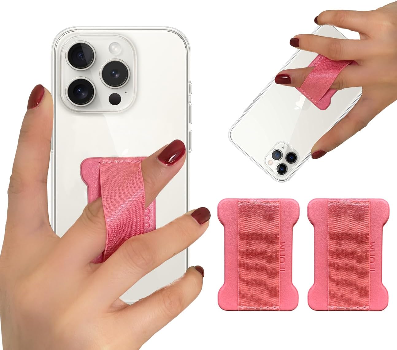 Universal Phone Grip for Smartphones - Phone Holder for Hand - Wireless Charging Compatible (Pink) - 2Pack