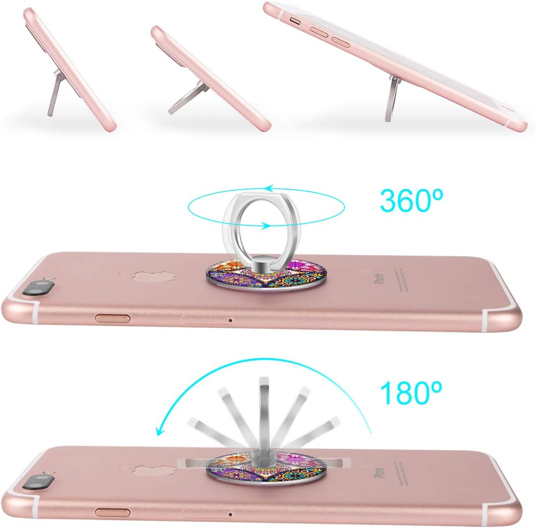 Bonoma Cell Phone Ring Holder Stand, 3 Pack Colorful Mandala 360 Rotation Universal Smartphone Ring Grip Stand Compatible with Smartphones and Tablets