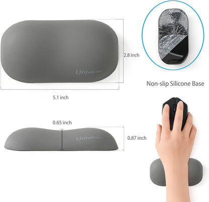 UnivoColors Design-Wave Wrist Rest, Artificial Sheepskin+Memory Foam+Ergonomic+Anti-Slip Gel, Resilience Support During Work and Gaming,Mouse Accessory,Grey