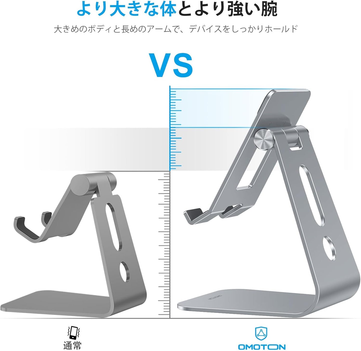 OMOTON Adjustable Tablet Stand for Desk, Upgraded Longer Arms for Greater Stability, T2 Tablet Holder with Hollow Design for Bigger Sized Phones and Tablets Such as iPad Pro/Air/Mini, Grey