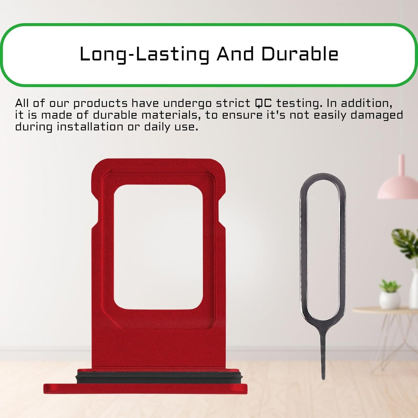 for iPhone XR Red SIM Card Slot Replacement Single SIM Version Card Tray Holder Adapter with Waterproof Rubber Ring Repair Tool Fix Kit Needle Ejector for A1984 A2105 A2106 A2107 A2108