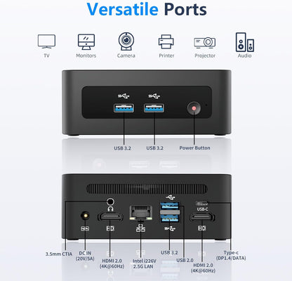 Mini Desktop Computer, Intel Core i5-12450H (Up to 4.40GHz), 16GB DDR4 RAM, 512GB M.2 SSD, Mini PC Supports Triple 4K Display, USB 3.2, Wi-Fi 6, BT 5.2, RJ45 2.5G