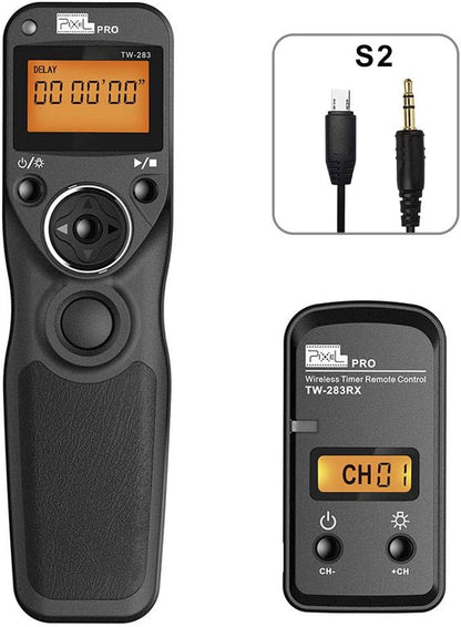 Wireless Remote Shutter Compatible for Sony PIXEL TW-283 S2 Wired Timer Remote Control Compatible for Sony A99II, A77II, A58, A68, A7, A7II, A7R, A7RII, A7S, A7SII, A3000, A5100, A5000 A6000