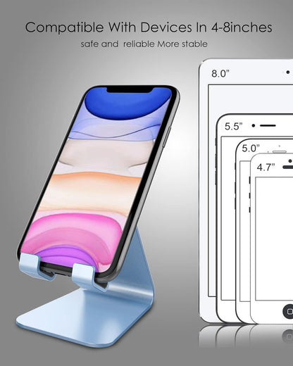 CreaDream Cell Phone Stand, Cradle, Holder, Aluminum Desktop Stand Compatible with Switch, All Smart Phone, iPhone 11 Pro Xs Max Xr X Se 8 7 6 6s Plus SE, Sierra Blue