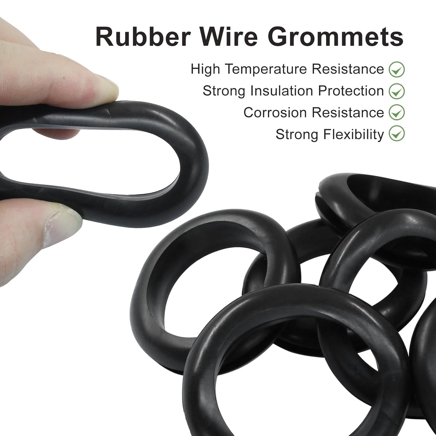 6 Pcs Rubber Grommets, 1-9/16" Inside Diameter 1-3/4" Drill Hole Rubber Wire Grommets O Ring Grommets for Wire, Firewall, Cables, Plugs, Automotive(Black)