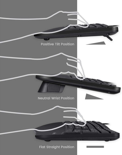 Perixx Periduo-505, Wired USB Ergonomic Split Keyboard and Vertical Mouse Combo with Adjustable Palm Rest and Short Tactical Membrane Keys, US English Layout