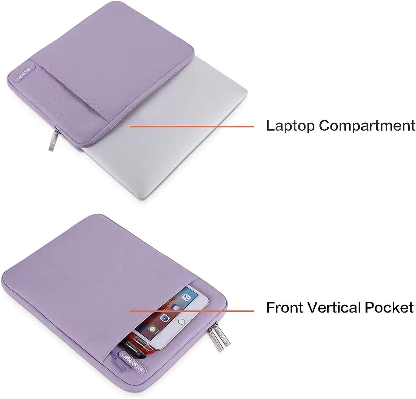 MOSISO Laptop Case 16 inch, 15-15.6 inch Laptop Sleeve Compatible with MacBook Pro 16 M4 M3 M2 M1, HP Acer Dell Lenovo ASUS Notebook, Polyester Vertical Computer Sleeve Bag with Pocket, Purple