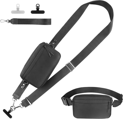 Phone Strap Crossbody, Clip and Go Strap for Phone with Wallet Crossbody, Adjustable Phone Lanyard Belt Strap with Detachable RFID Wristlet Wallet (XL)
