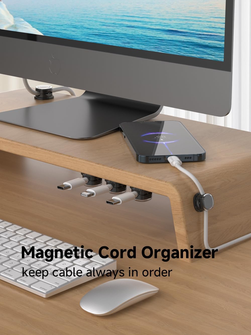Magnetic Cable Clips, Adjustable Cord Holder Management, Adhesive Wire Keeper Organizer for Home Office Desk Phone PC Car Wall Desktop Nightstand Appliance (9-PCS Black)
