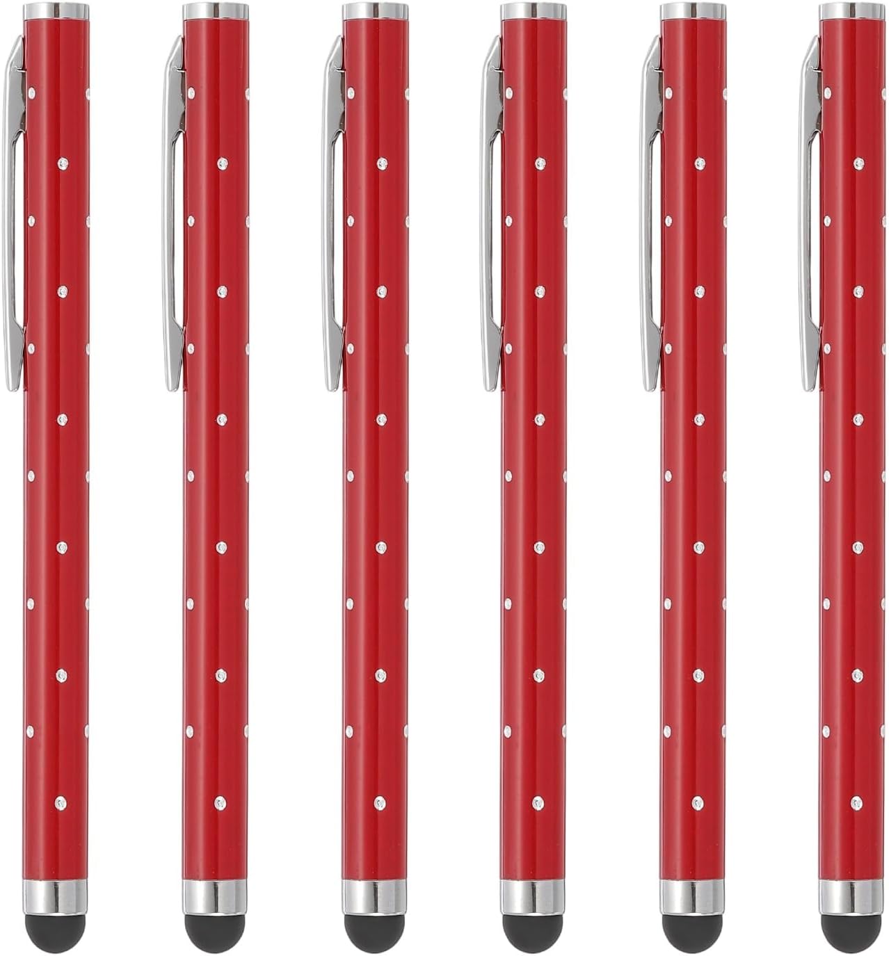 PATIKIL Stylus Pens for Touch Screens, 6 Pcs High Precision Universal Bling Stylus Crystal Metal Capacitive Pen for Touch Screen Devices Phone Tablets Laptop, Red