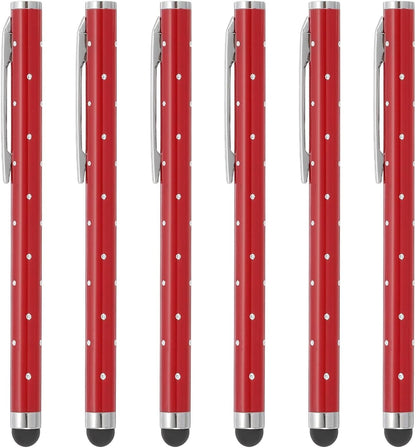PATIKIL Stylus Pens for Touch Screens, 6 Pcs High Precision Universal Bling Stylus Crystal Metal Capacitive Pen for Touch Screen Devices Phone Tablets Laptop, Red