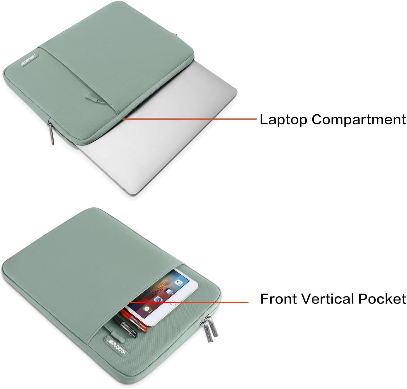 MOSISO Laptop Case 13 inch, 13 inch Laptop Sleeve Compatible with MacBook Air M4 M3 M2 M1 2025-2018 / Pro M2 M1 2025-2016, Polyester Vertical Computer Sleeve Bag with Pocket, Antique Green