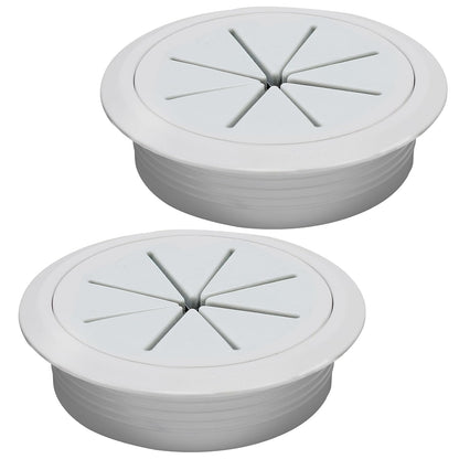 Desk Grommet 3-1/8" (80 mm), Desk Hole Cover for Cables Grey, Cable Grommet ABS Plastic, Desk Hole Grommet for Office and Home Table Cable, Detachable & Flexible Cable Cord Organizer-2 Pcs