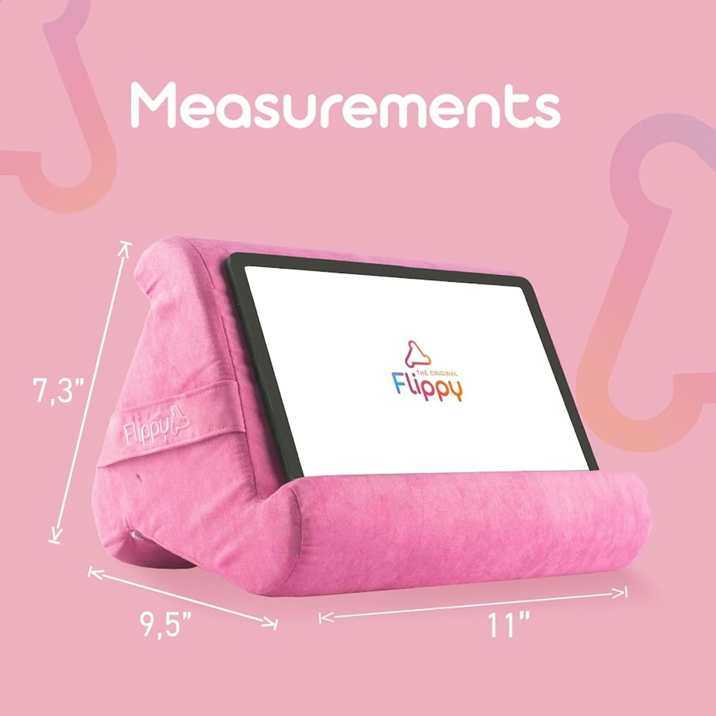Flippy Tablet Pillow Stand - Cushion Tablet Stand & Holder, Bed Support for Lap and Desk, Compatible with Phone & Book Reading: Kindle, iPad Pro, iPhone & Samsung - in The Pink Baby