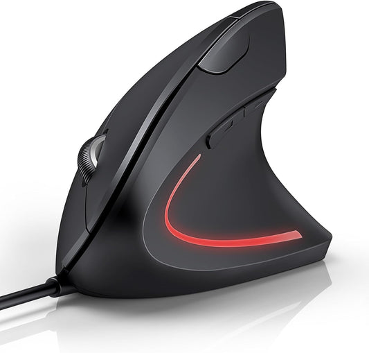 TECKNET Wired Mouse, 6400 DPI Ergonomic Mouse 6 Buttons Silent Mice 4 Adjustable DPI Vertical Mouse Compatible with Windows/Chrome/Laptop/Computer