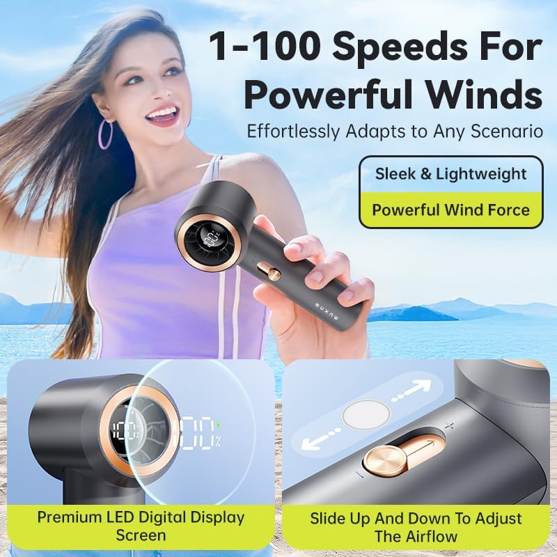 Portable Fan For Travel Mini: Small Pocket Handheld Personal Rechargeable Battery Operated USB High Speed Keeping Cool In Hot Weather Summer Beach For Women (gray)