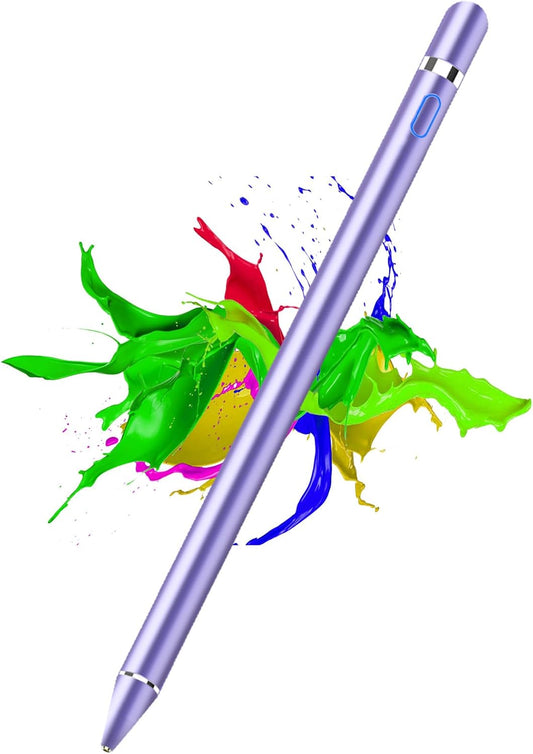 DOGAIN Active Stylus Pen for Touchscreen, iPad Pencil 1.5mm Fine Point Pen, Digital Pens Rechargeable for Tablet, Stylus Pens Compatible with iPad Air/Mini/Pro/Android/iPhone and Most Device - Purple