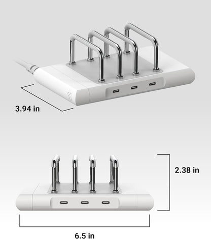 Scosche BL2MD BaseLynx™ 2.0 Vert, 60W USB-C Vertical Charging Station for Multiple Devices, Charger Organizer with 3 PD Fast Charge Ports, Modular System Compatible with Apple iPhone & iPad, White