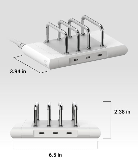 Scosche BL2MD BaseLynx™ 2.0 Vert, 60W USB-C Vertical Charging Station for Multiple Devices, Charger Organizer with 3 PD Fast Charge Ports, Modular System Compatible with Apple iPhone & iPad, White