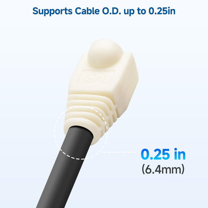 Cable Matters 100-Pack Cat6 / Cat5e RJ45 Strain Relief Boots, RJ45 Boot, Cat 6 Boot, Cat6 Ethernet Boots, White, Suitable for 6.5mm (0.25in) Ethernet Cables