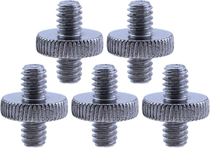 5PCS 1/4 Inch-20 to 1/4 Inch-20 Dual Head Adapter - Male to Male Metal Tripod Screw Adapter