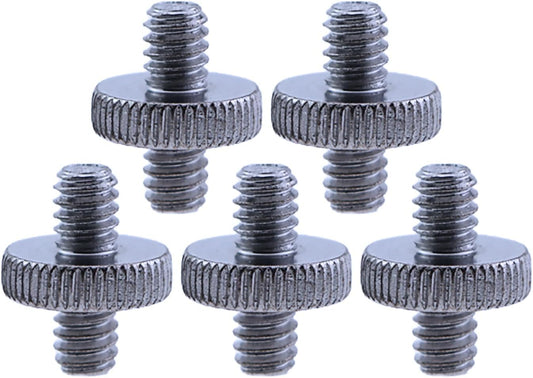 5PCS 1/4 Inch-20 to 1/4 Inch-20 Dual Head Adapter - Male to Male Metal Tripod Screw Adapter