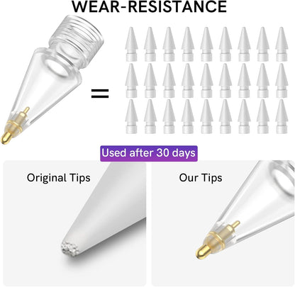 Delidigi 3 Pack Replacement Tips Compatible with Apple Pencil Pro/2nd Generation/1st Gen/USB C, Wear-Resistant iPencil Nibs Accessories Fine Point Precise Control Pen Like Tips