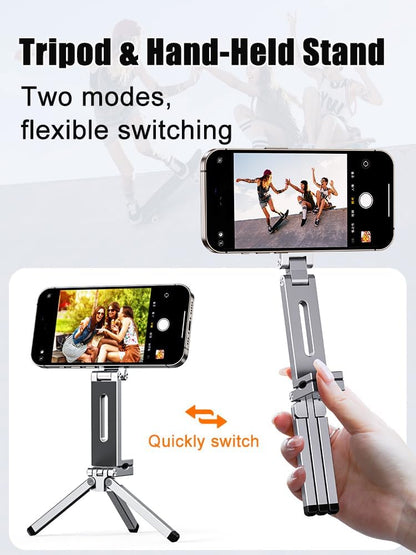 Magnetic Tripod for iPhone, Multi-Functional 360° Rotating Phone Tripod Stand, Clipable, Foldable and Triangular Fixing Airplane Travel Essentials Phone Holder