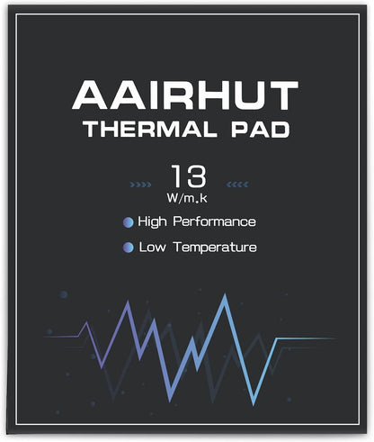 Aairhut Thermal Pad 13W/mK, 120x120x1mm Silicone Cooling Pad GPU CPU Non Conductive Heat Resistance Extreme Odyssey Cover with Dual Self-Adhesive Films for PC Laptop Heatsink/GPU/CPU/LED
