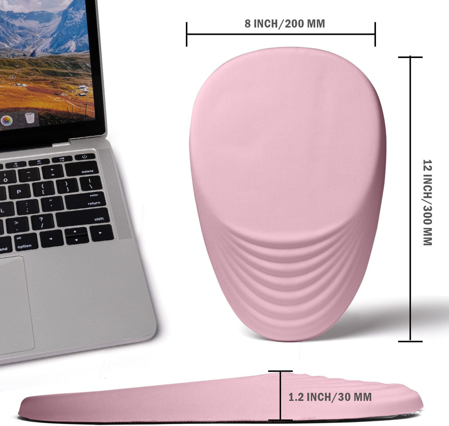 Ergonomic Mouse Pad with Wrist Rest Support,Mousepad Relief Carpal Tunnel Pain, Entire Memory Foam Mouse Pad with Non-Slip PU Base, Wireless Mouse Pad, Pink