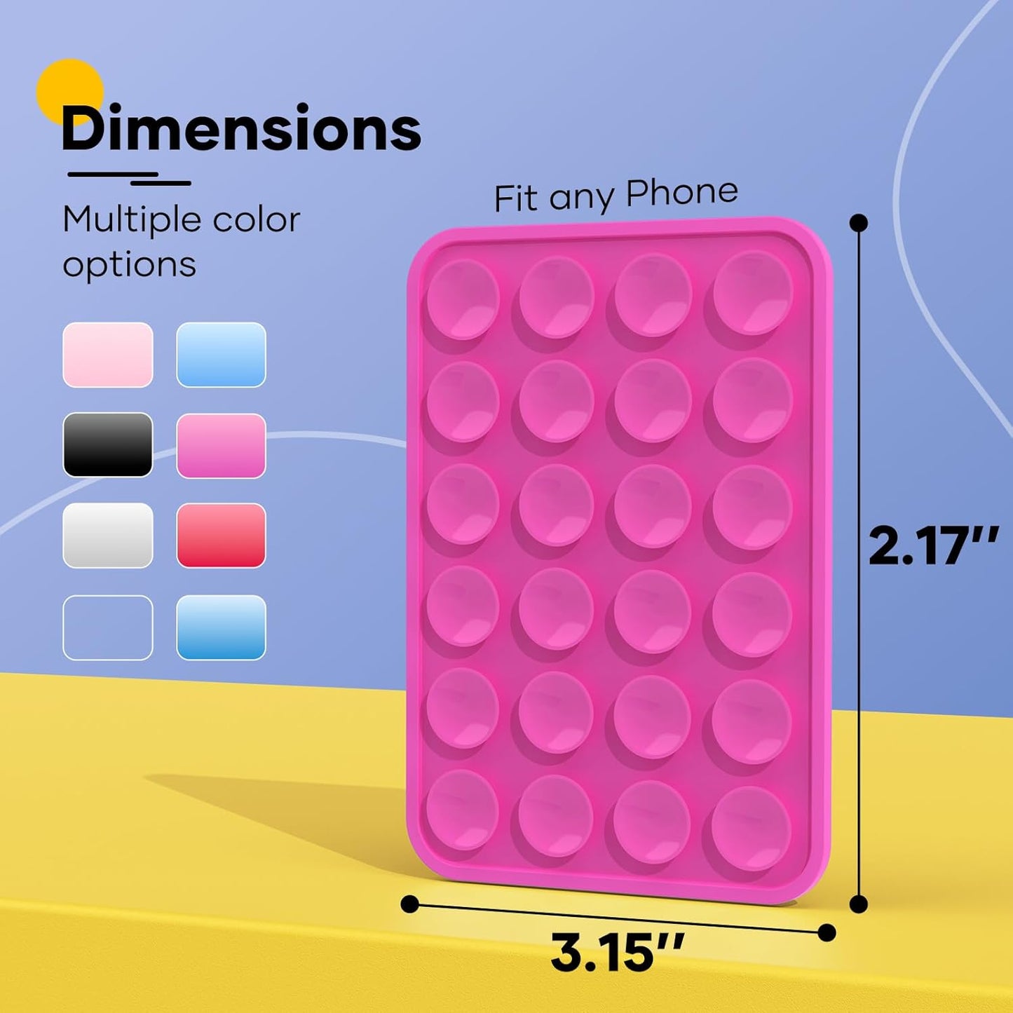 Silicone Phone Sticky Grip, Suction Phone Case Mount for iPhone and Android, Hands-Free Sticky Cell Phone Grip, Mobile Fidget Mirror Holder for Selfies and Videos