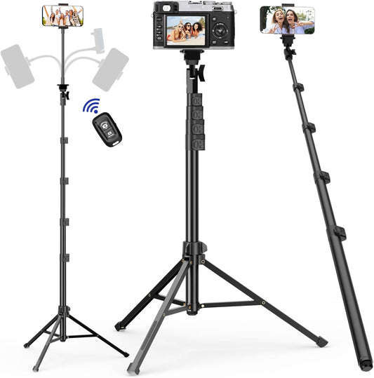 EMART 70" Flexible Phone Tripod for iPhone, Overhead Cellphone Holder &Camera Stand with Gooseneck and Remote, Selfie Stick for Video Recording, Live Streaming, Cooking, Vlogging, Fitness
