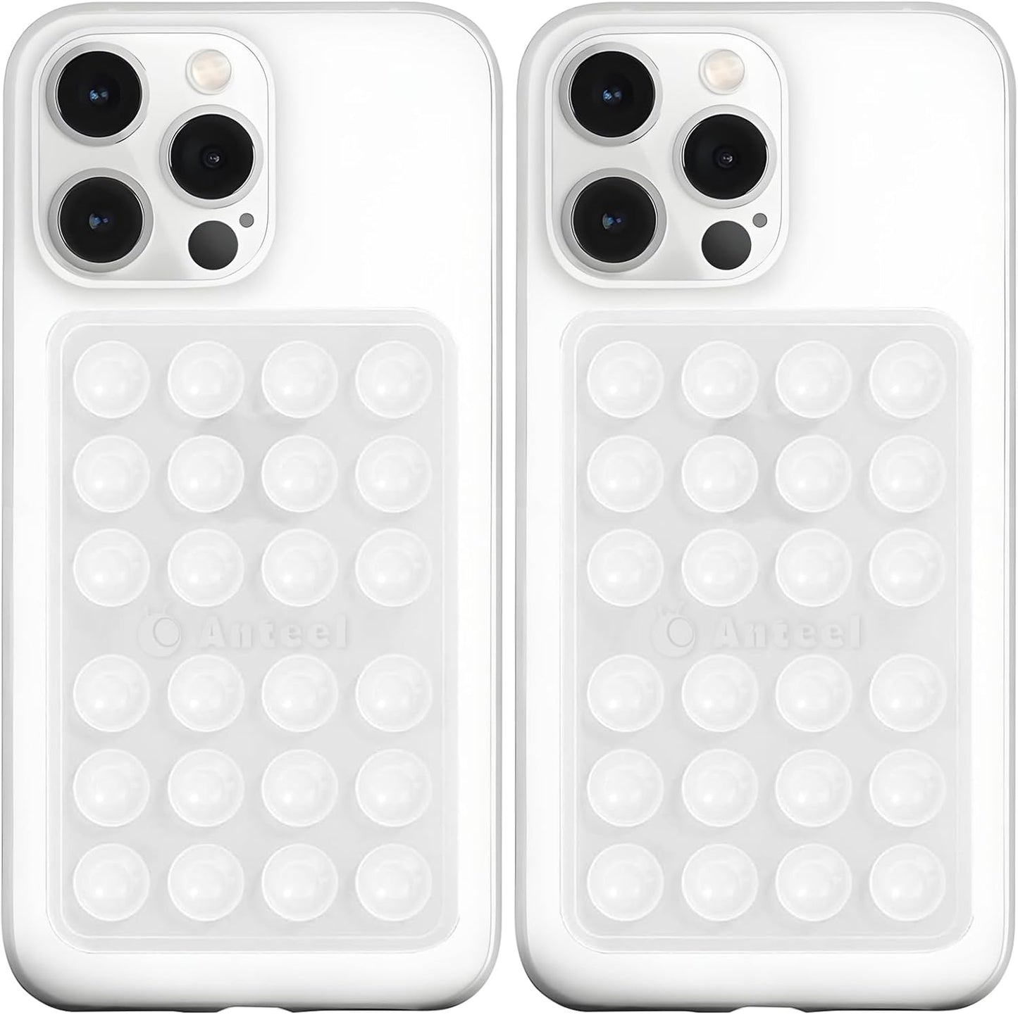 Anteel MAX Silicone Suction Phone Case Adhesive Mount, Upgraded Super Strong Grip, Durable, Easy to Use, Hands-Free Sticky Phone Holder for Selfies, Tiktok Videos, 2.56"x3.94" (TP&TP)