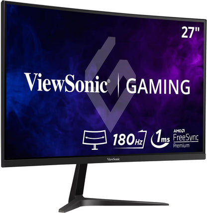 ViewSonic VX2718-2KPC-MHD 27 Inch Curved 1440p 1ms 180Hz Gaming Monitor with FreeSync Premium, Eye Care, HDMI and Display Port