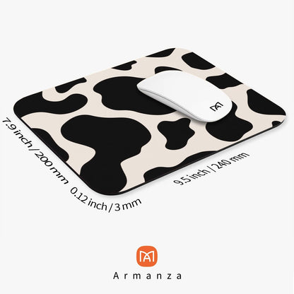 Square Mouse Pad Black Cow Print,Personalized Premium-Textured Custom Mouse Mat Design,Washable Mousepad Cloth,Non-Slip Rubber Base Computer Mouse Pads for Wireless Mouse