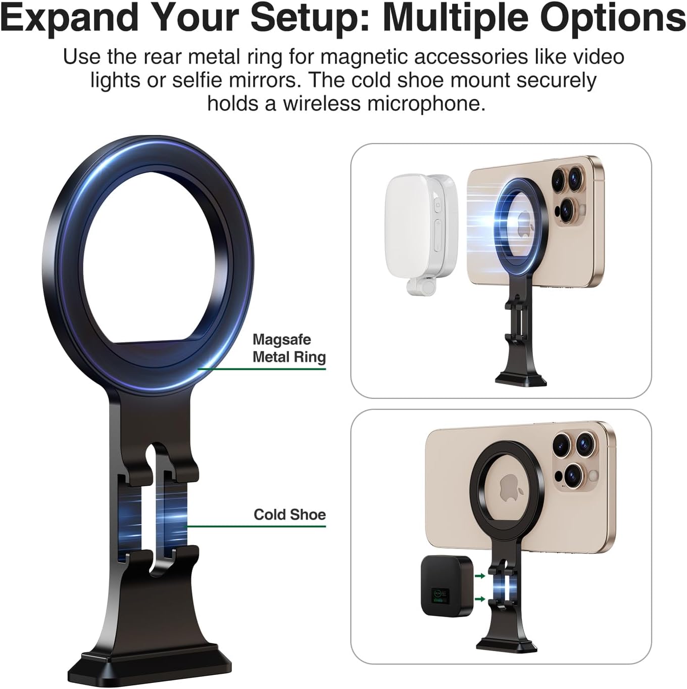 elitehood Aluminum Magsafe Tripod Phone Mount, Compact Phone Holder for Tripod with Arca Swiss Quick Release Plate & 1/4" Screw Adapter, Magnetic iPhone Mount Accessories Fit iPhone 16 15 14 13 Series