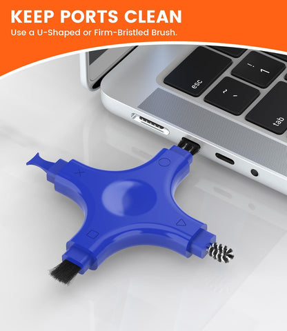 Port Cleaner for iPhone, CODOGOY Charging Port Cleaning Kit with Brushes for Lightning Port & USB-C Phones, Earbuds - Blue