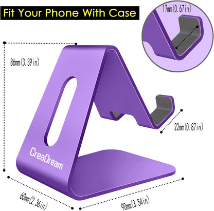 CreaDream Cell Phone Stand, Cradle, Holder,Aluminum Desktop Stand Compatible with Switch, All Smart Phone, iPhone 11 Pro Xs Max Xr X Se 8 7 6 6s Plus SE 5 5s-Dark Purple