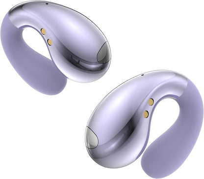 Ultra Open-Ear-Earbuds Wireless Bluetooth - Ergonomic Clip-On Earbuds, Bone Conduction Over-The-Ear Headphones with Waterproof Design and Secure Fit for Small Ears, Purple