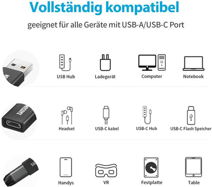 [10Gbps] USB C Female to USB Male Adapter (2-Pack), 3.1 USB A to USB C Adapter, XAOSUN One-Sided SuperSpeed Data Sync & 100W Fast Charging For iphone 15 Plus Pro Max, Laptop, Charger, Quest Link, etc.