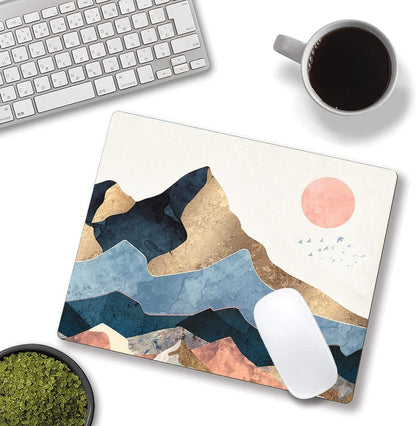 Mouse Pad, Cute Mountain Sunrise Mouse Pads, Square Washable Cloth Personalized Mouse Mat with Design, Gaming Office Home Non-Slip Rubber Base Computer Mousepad