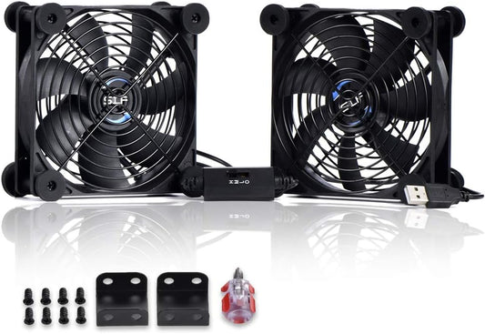 SCCCF Dual 120mm USB Cooling Fan with Speed Control - Quiet 5V Portable Fan for Electronics, TV, Router, DVR, PS5/Xbox/PC Cabinet, Computer & Gaming Console Cooling
