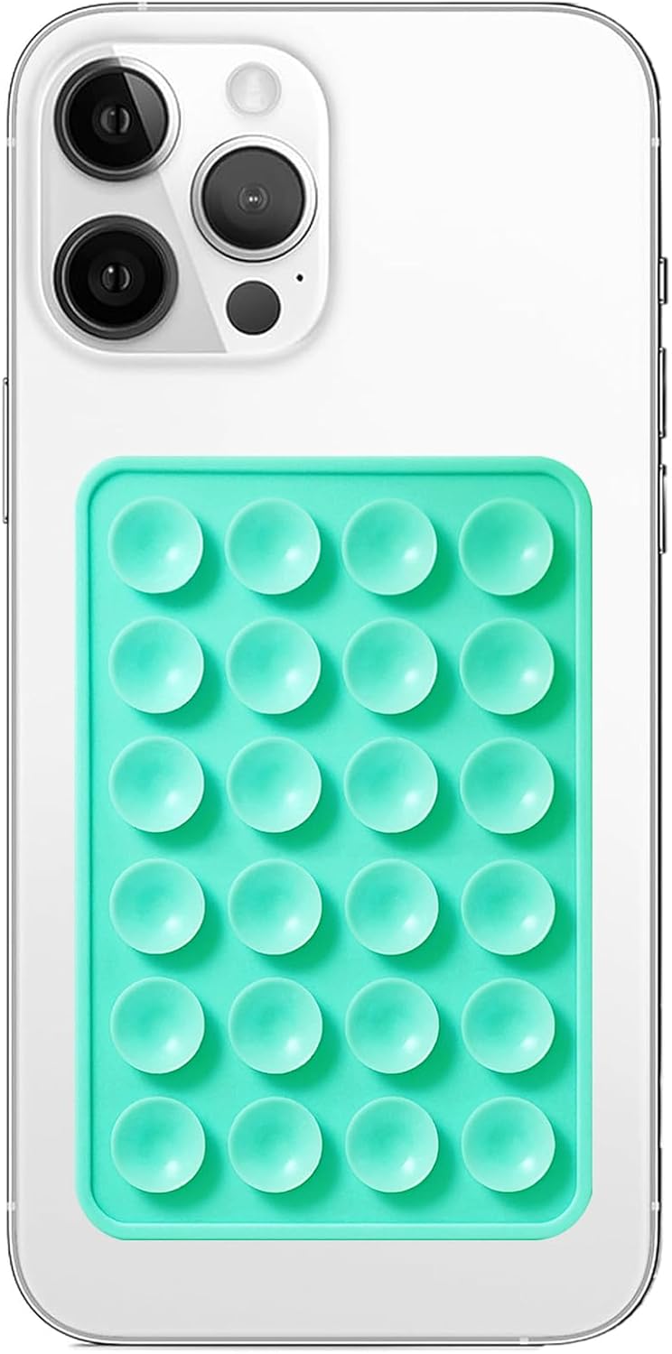 Silicone Suction Phone Case Mount, Non Slip Sticky Phone Grip for Cellphone, Silicon Adhesive Suction Cup Phone Mount, Strong Grip Holder for Selfies and Videos (Lake Green)
